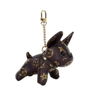 Fashion Designer Dog Keychain Bag Charm with Gold Tone Accents NIP